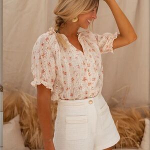 Easy Clothes | Ecru Embroidered Carine Blouse | S/M